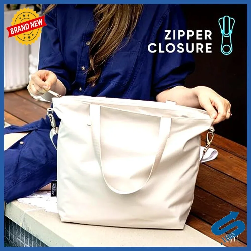 Durable Water Resistant Tote Bag with Laptop Sleeve Adjustable Crossbody Strap